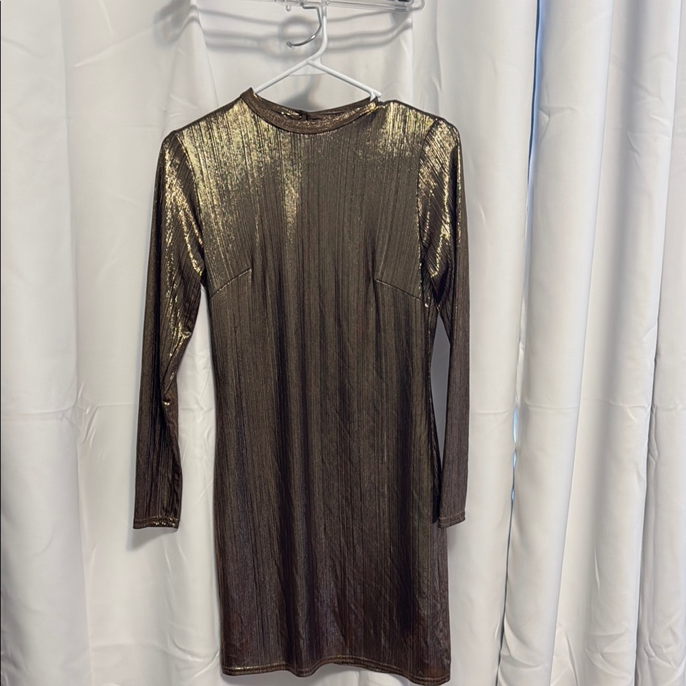 Atmosphere Gold Long Sleeve Sheath Dress